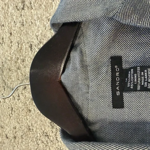 Sandro size 6 Great condition linen/cotton blend Women's Blazer in Light denim - Picture 6 of 15